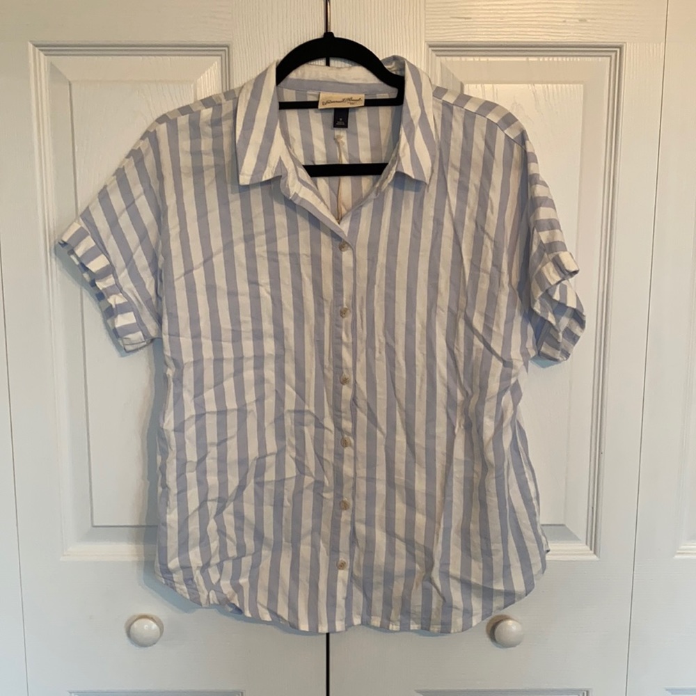 Blue and white striped button down blouse, M, Universal Thread